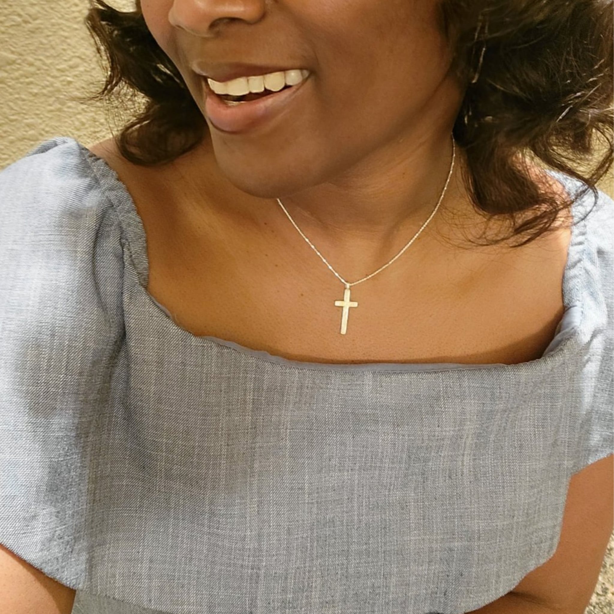 Demi-Fine Silver Cross Necklace