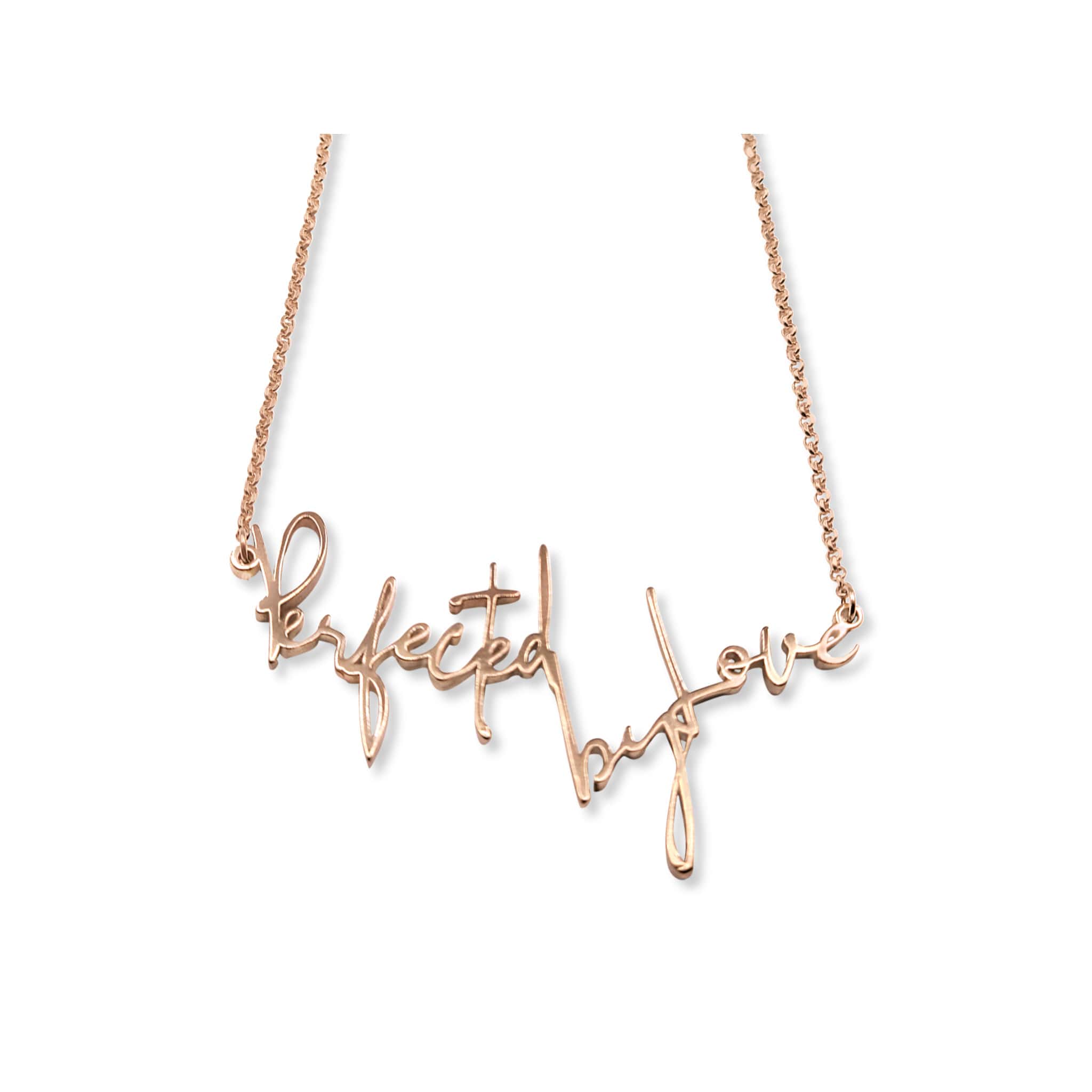 Rose Gold Perfected by Love Affirmation Necklace