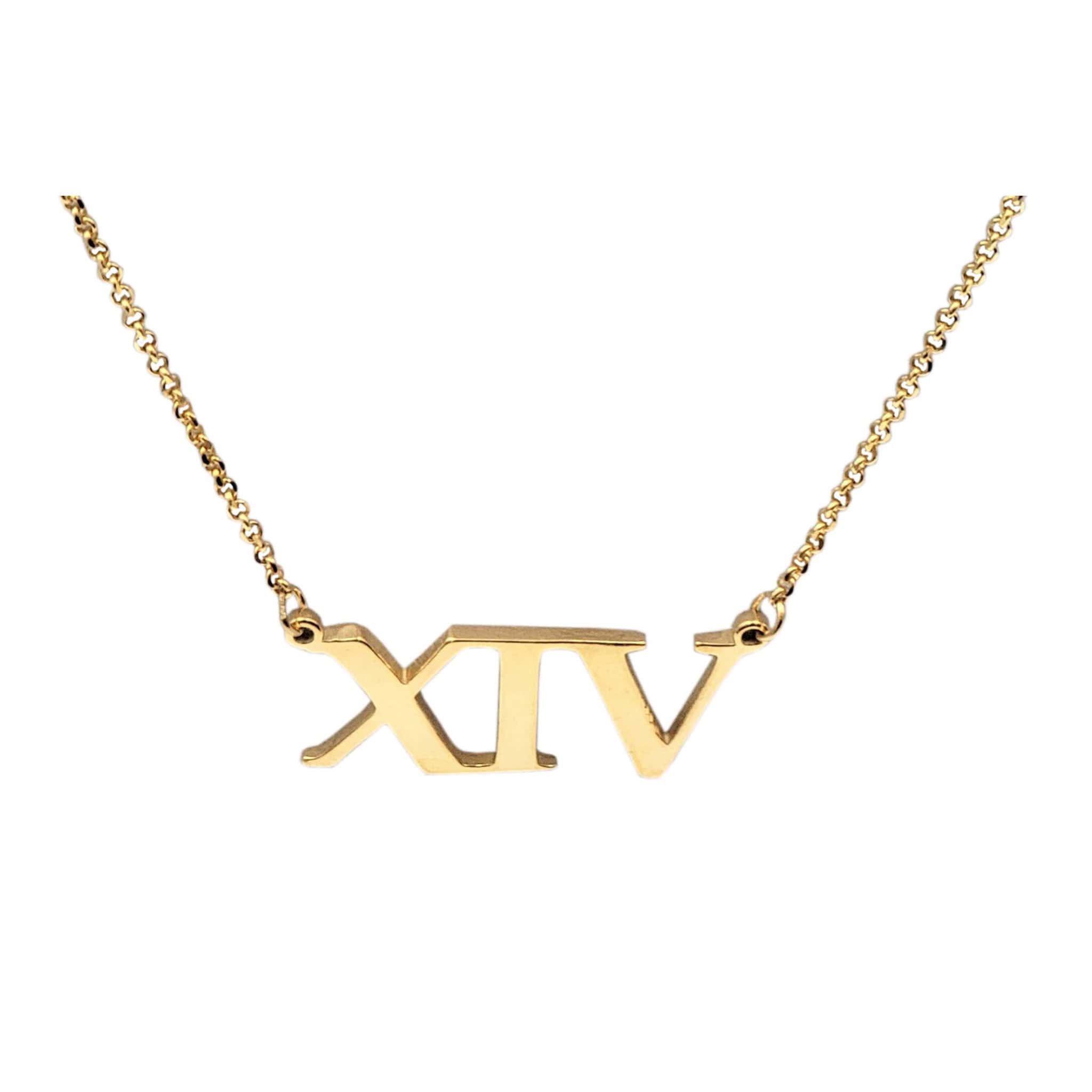 XIV Nameplate Necklace Gold